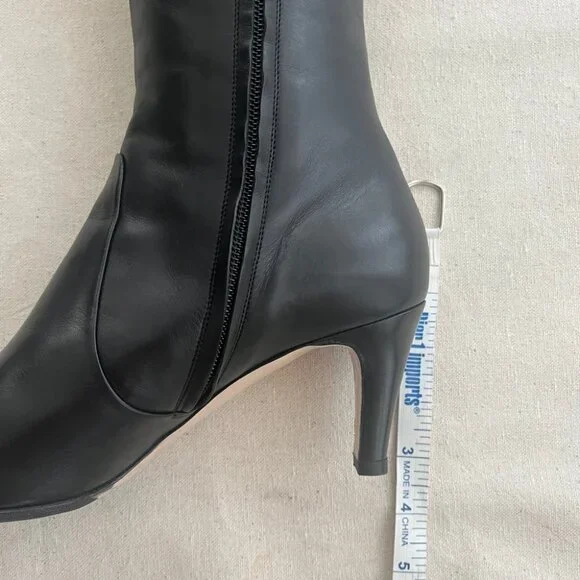 Salvatore Ferragamo | Knee-Length Heel Leather Boots - Sz US 9 / Dark Chocolate - Picture 11 of 12